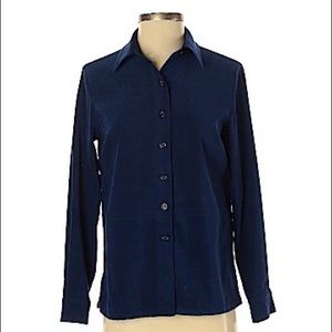Talbots Long Sleeve Petite Stretch Shirt Blue